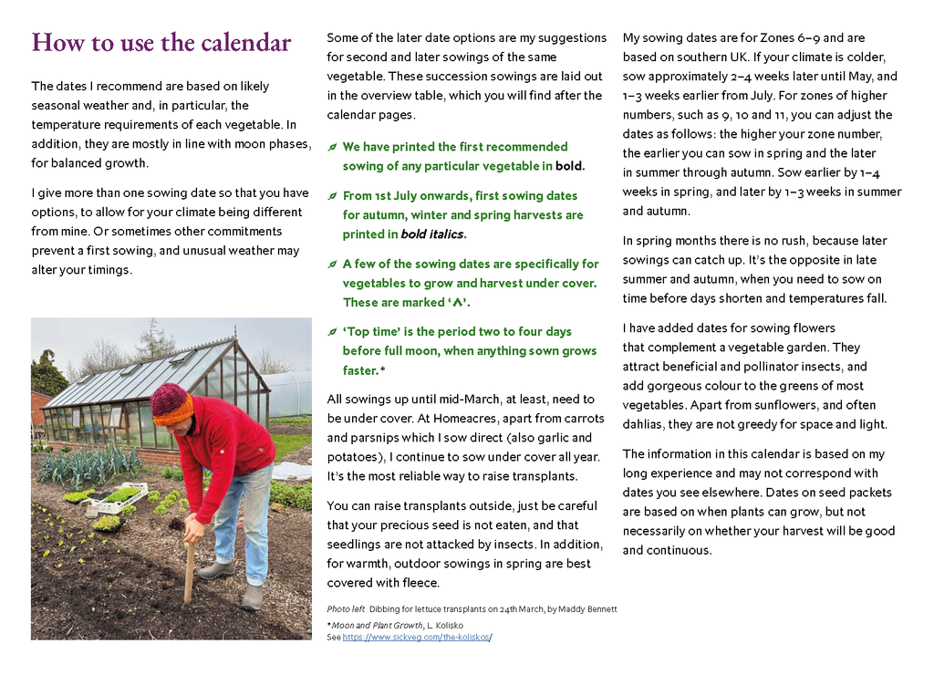 Charles Dowding’s Calendar of Vegetable Sowing Dates 2026 (Digital)